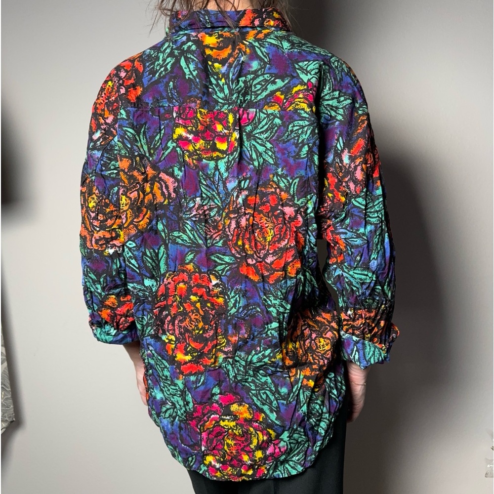 Rose Pattern Button Up Blouse - image 2